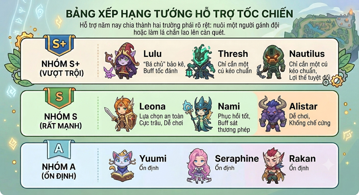 Top tier tướng đường trợ thủ