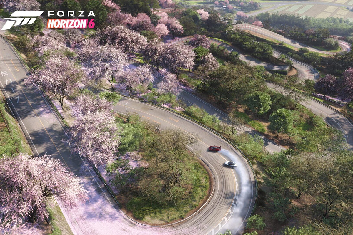 Cảnh hoa anh đào và đường đèo Forza Horizon 6