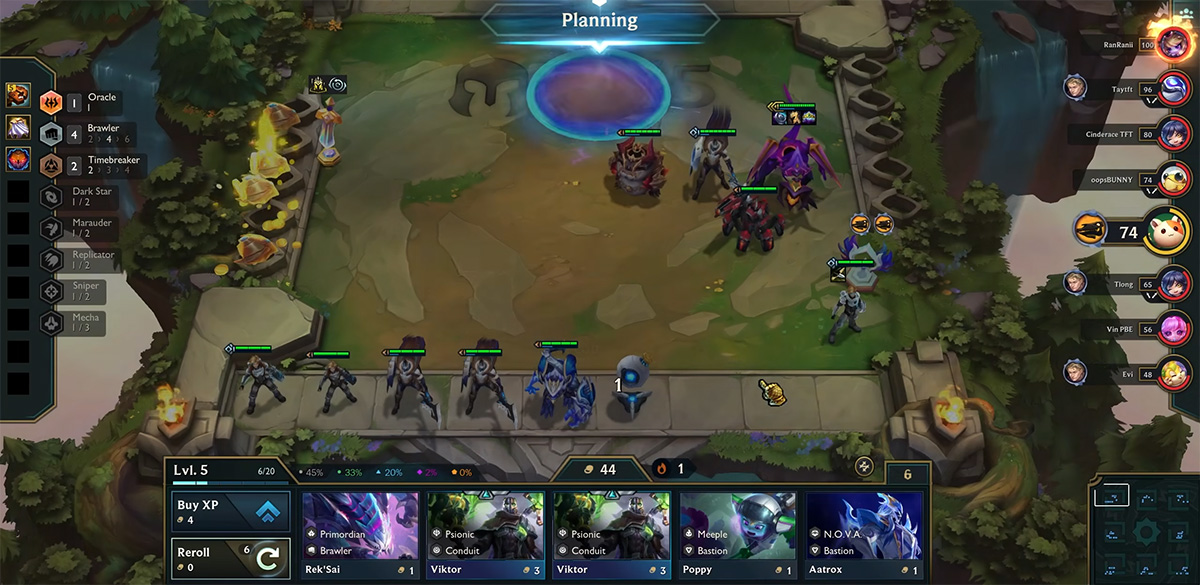 đội hình giữa game