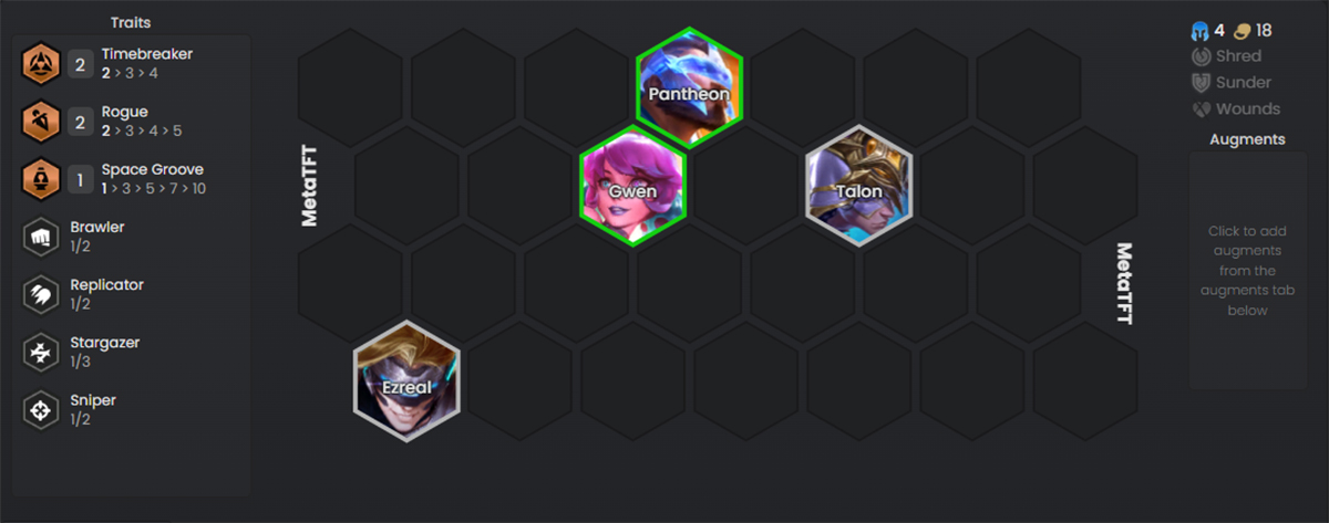 Đội hình giai đoạn đầu game