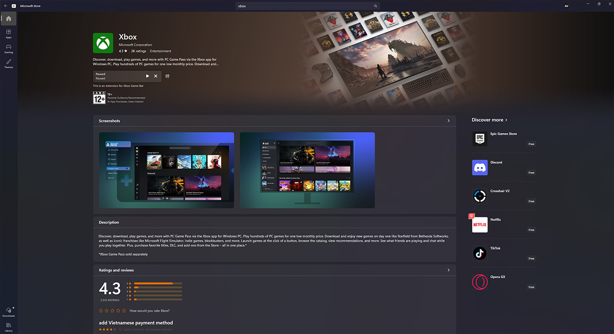 Tải Xbox trên Microsoft Store
