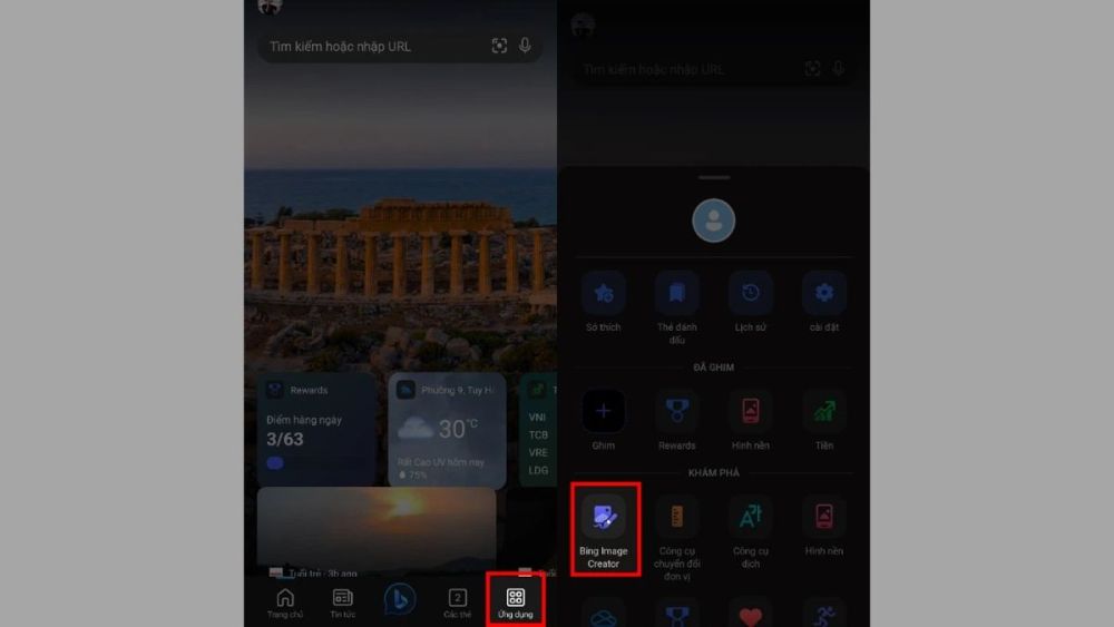 Cách sử dụng Bing Image Creator tạo ảnh trên điện thoại bước 1