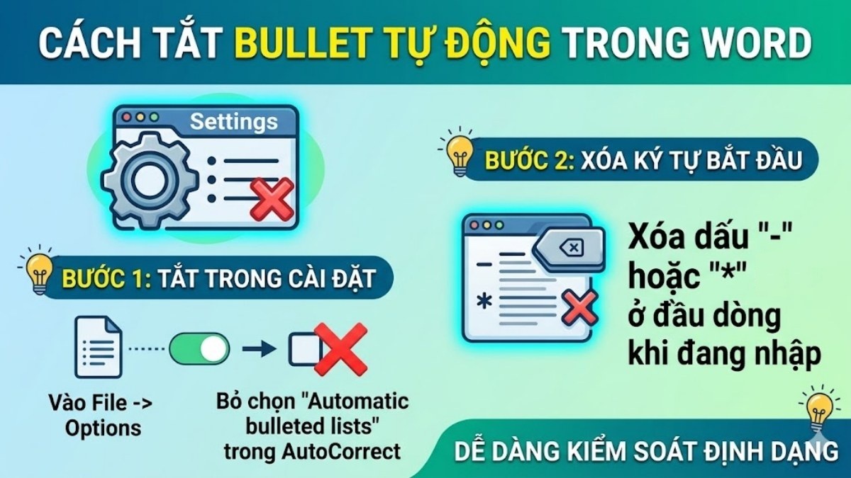 Không thể tắt bullet tự động