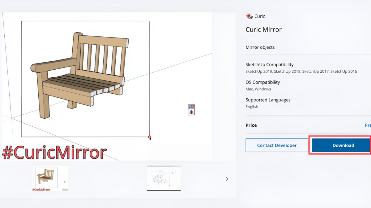 Cách tải Mirror trong Sketchup