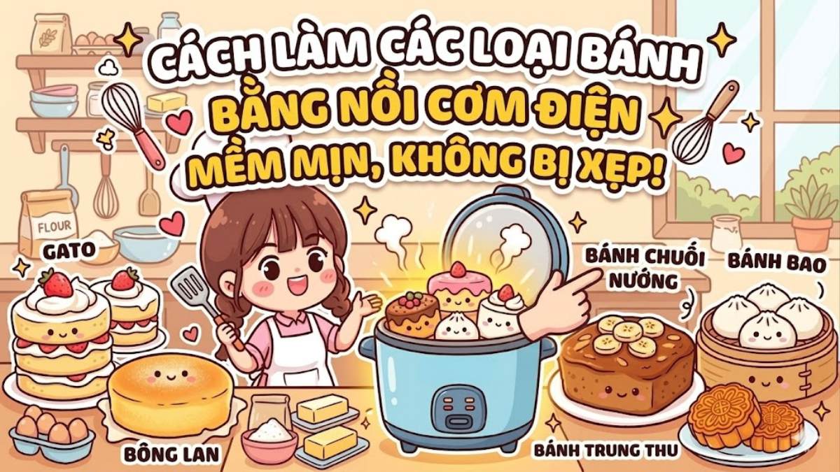 Tổng hợp các loại bánh làm bằng nồi cơm điện và cách làm chi tiết