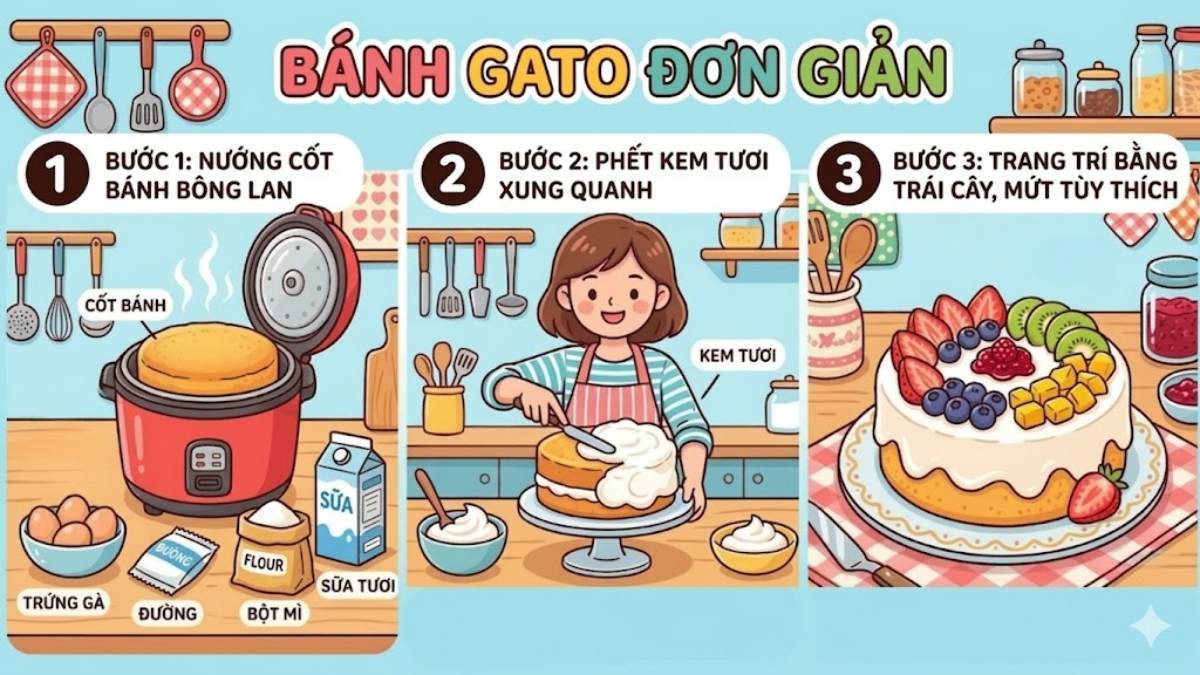 Làm bánh gato đơn giản bằng nồi cơm điện