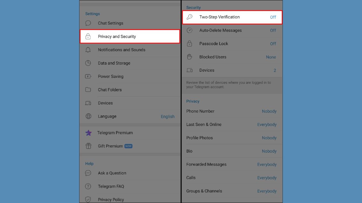 cách bảo mật tài khoản Telegram - Bật xác thực 2 yếu tố (2FA) - bước 3