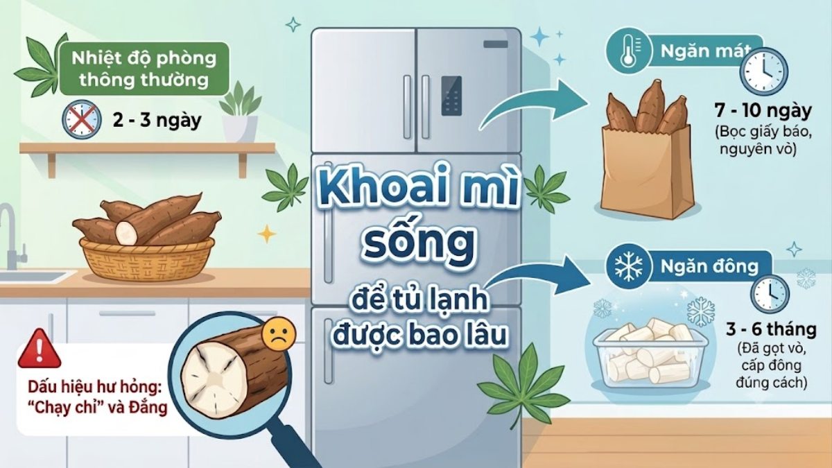 cách bảo quản khoai mì sống trong tủ lạnh