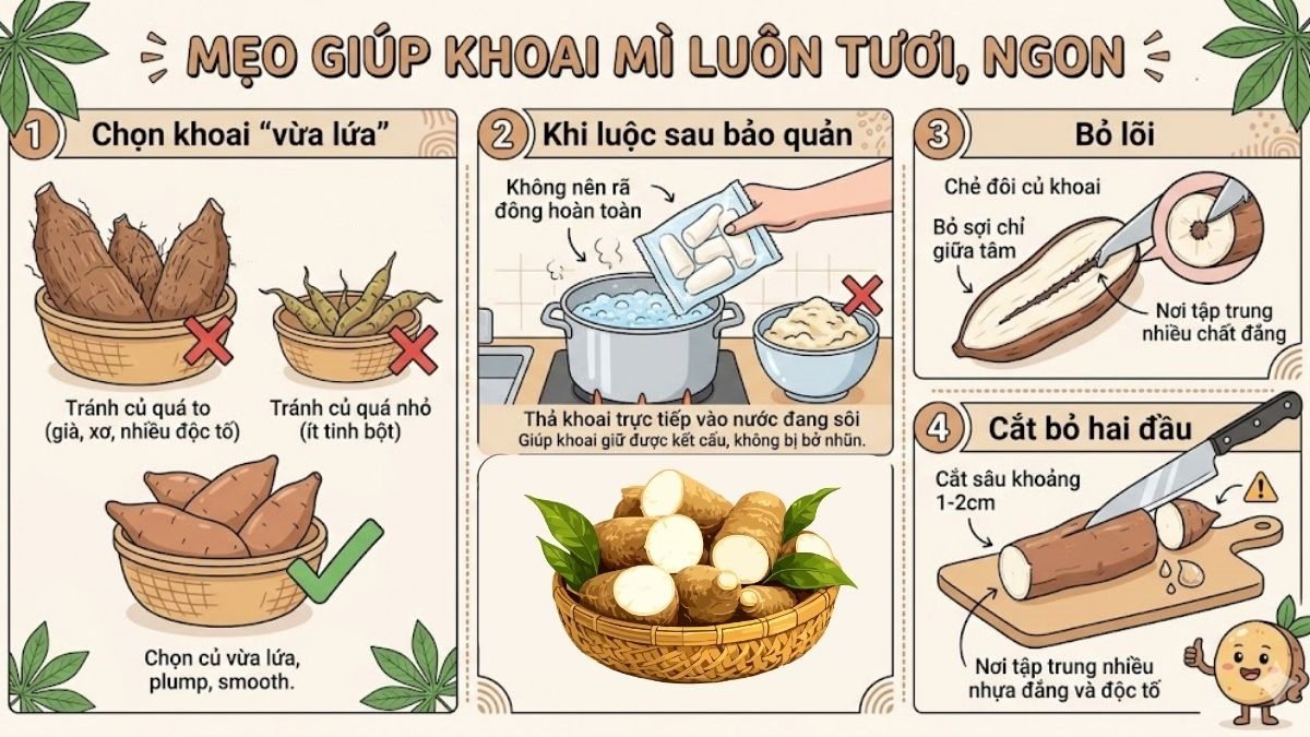 Mẹo giúp khoai mì luôn tươi, ngon