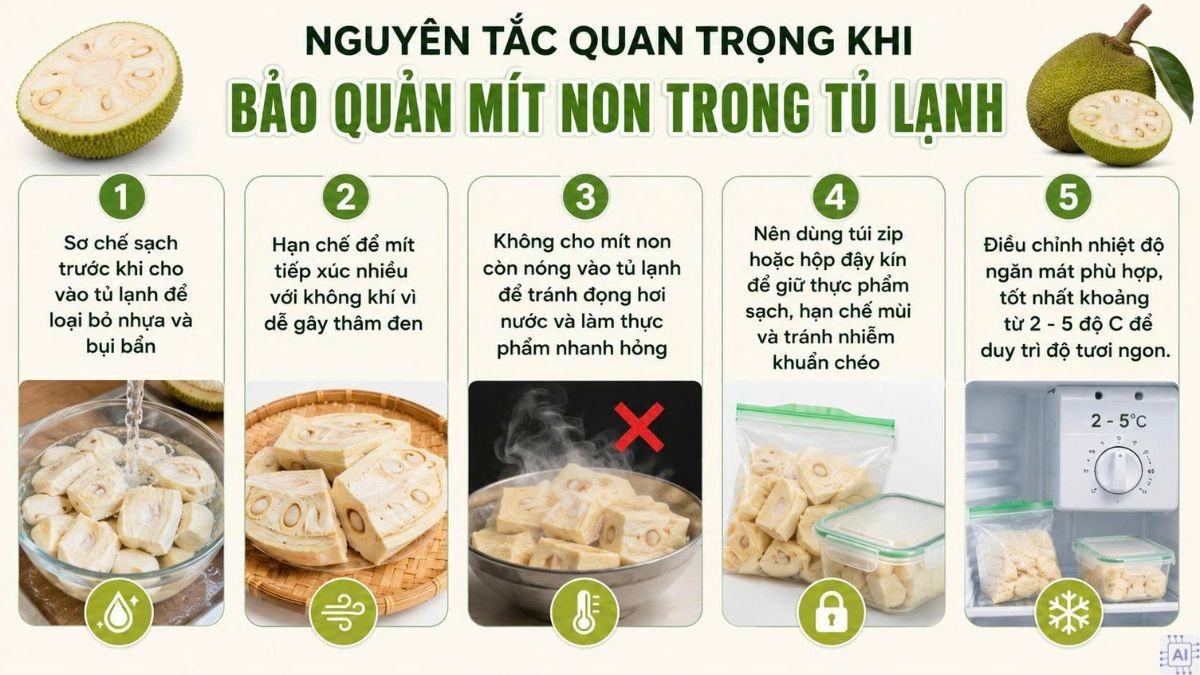 Nguyên tắc quan trọng khi bảo quản mít non trong tủ lạnh