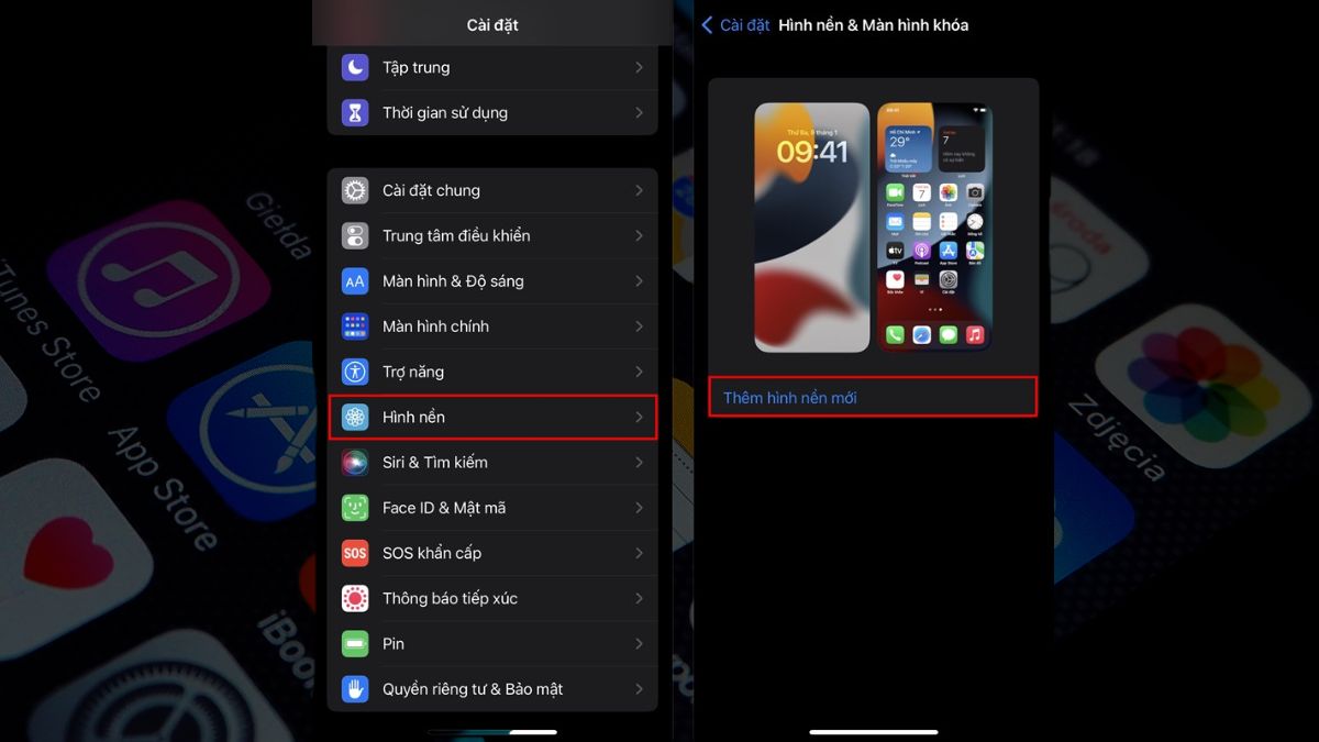 Cách tùy chỉnh cài đặt hình nền cho màn hình khoá iPhone bước 1