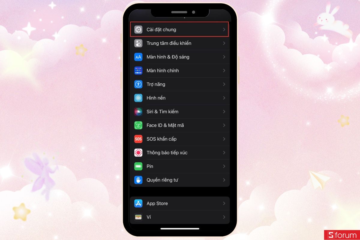 cài đặt chung trên iPhone