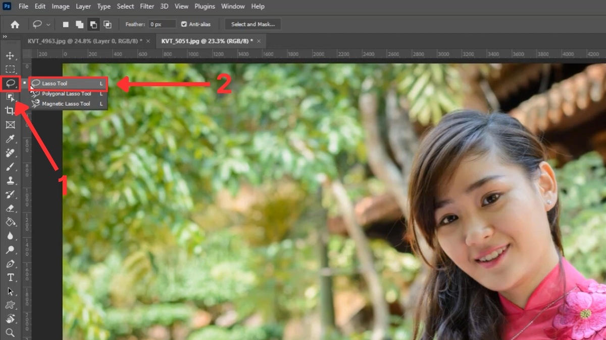 Cách cắt hình trong Photoshop bằng Lasso bước 2