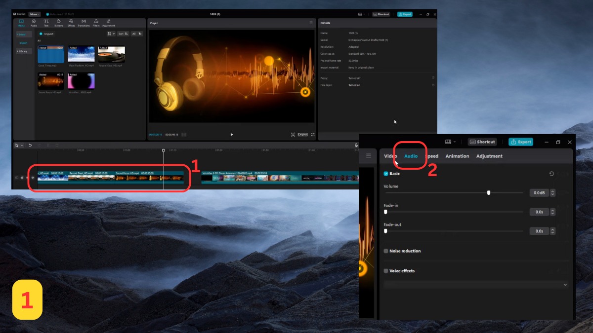 Các bước chỉnh âm thanh trên CapCut PC