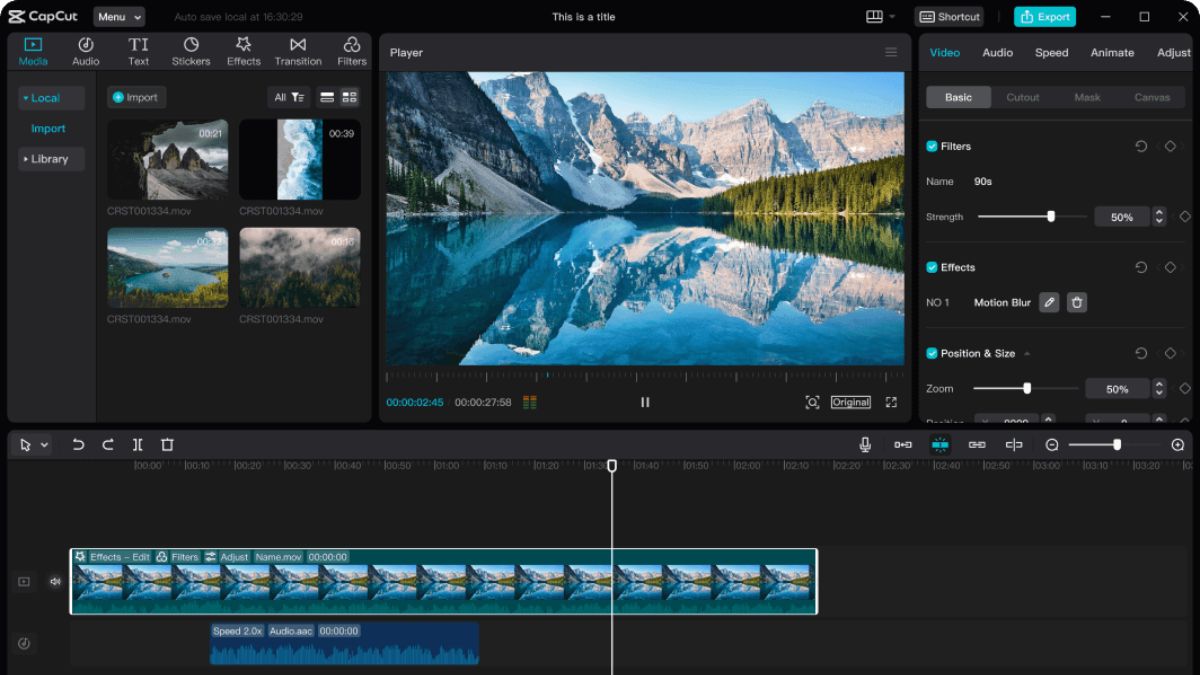 Chỉnh tỉ lệ khung hình Capcut PC giúp video hiển thị tối ưu