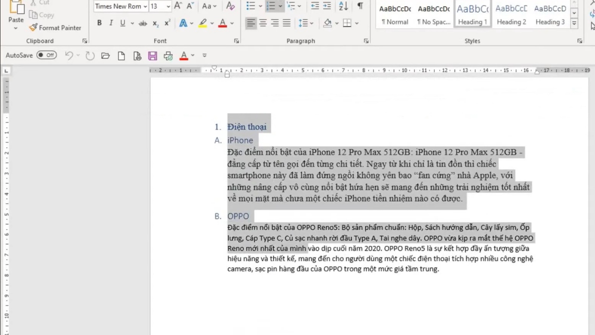 Cách chuyển trang trong Word bằng Cut & Paste bước 2