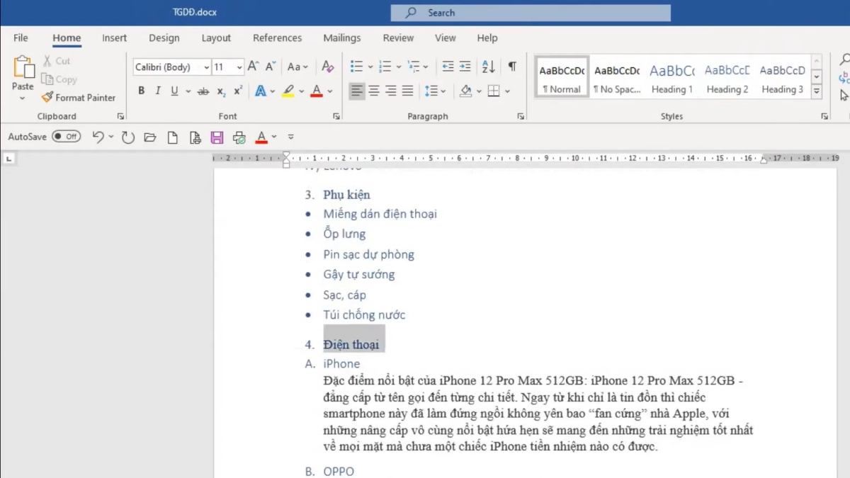Cách chuyển trang trong Word bằng Cut & Paste bước 3