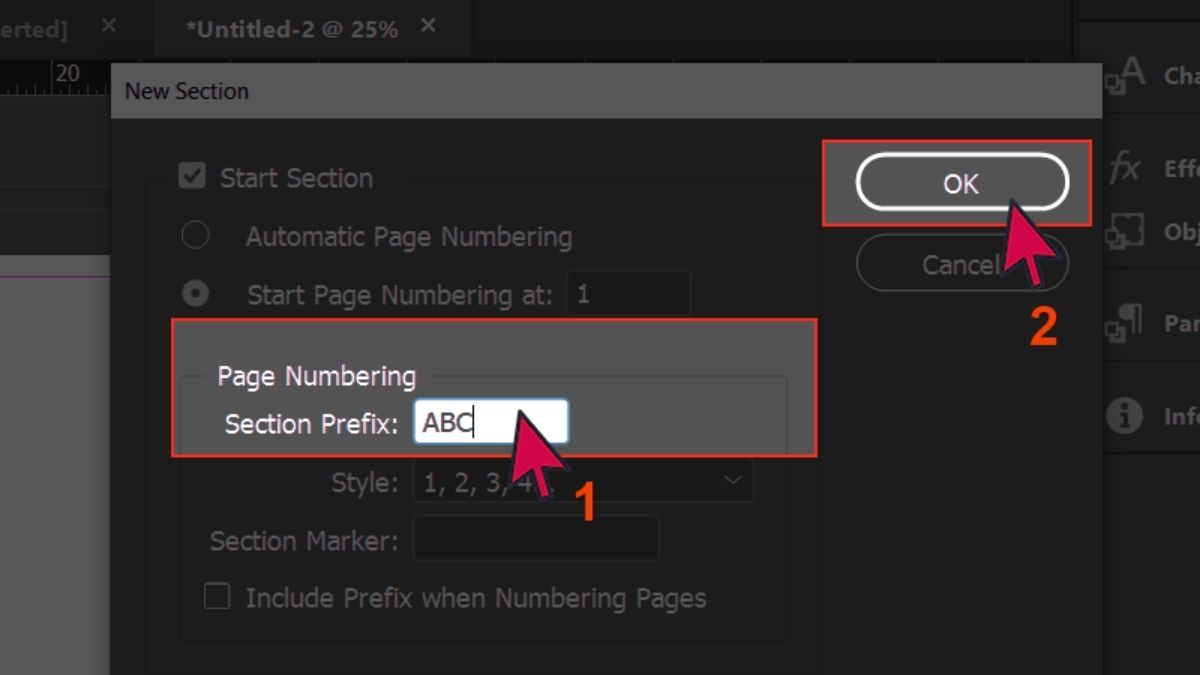 Cách đánh số trang trong InDesign thủ công bước 3