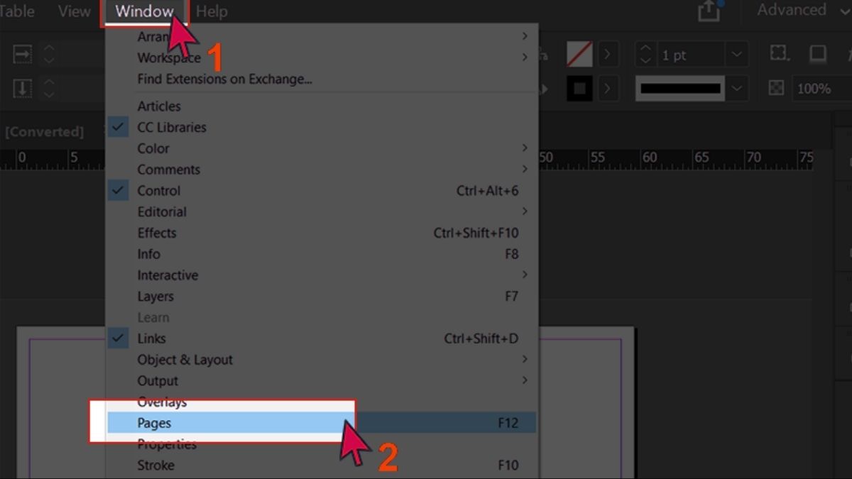 Cách đánh số trang trong InDesign tự động bước 1