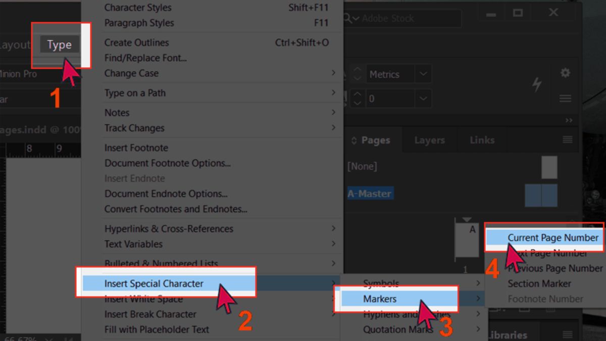 Cách đánh số trang trong InDesign tự động bước 4