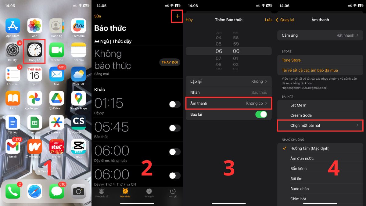 Cách đặt báo thức trên điện thoại bằng bài hát bước 2