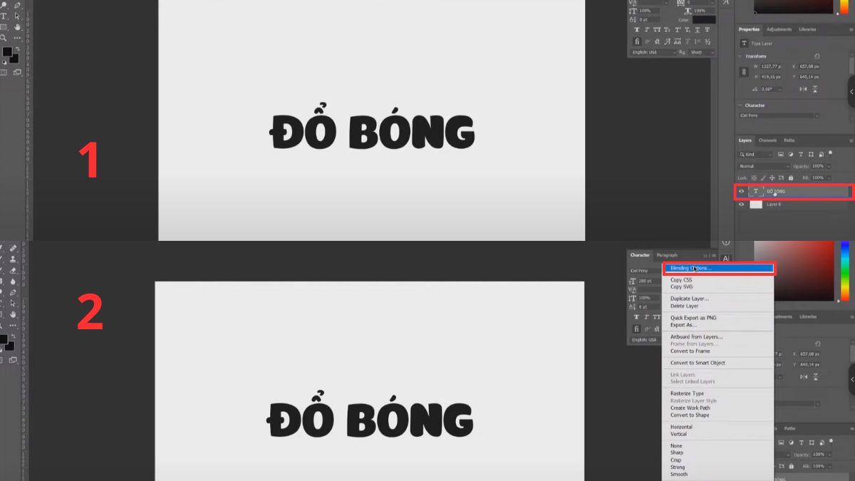 Cách đổ bóng trong Photoshop cách 4 bước 1