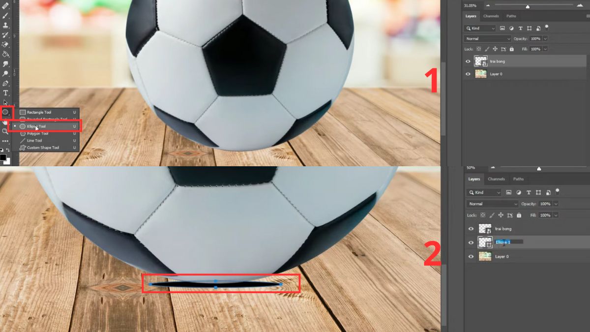Cách đổ bóng trong Photoshop cách 2 bước 2
