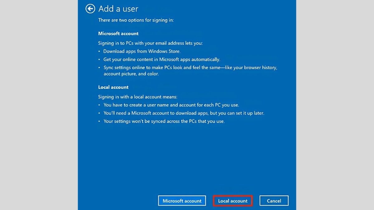 Tạo tài khoản Microsoft mới và chuyển đổi