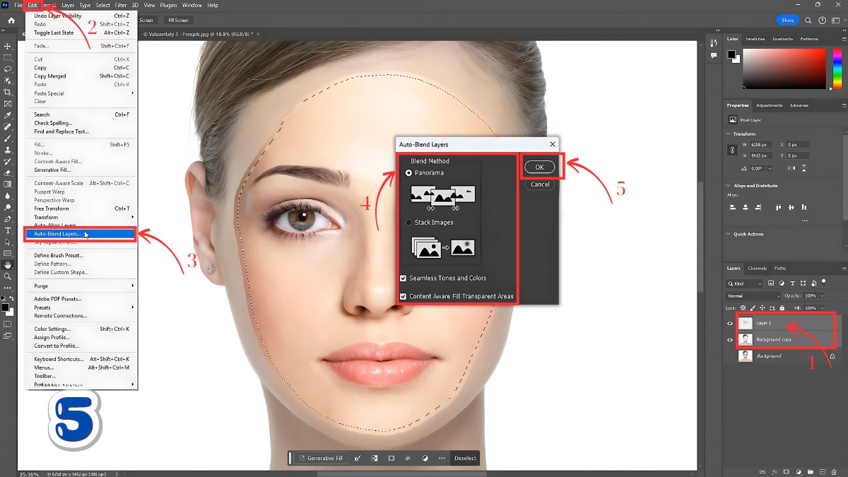 Cách ghép mặt trong Photoshop bước 5