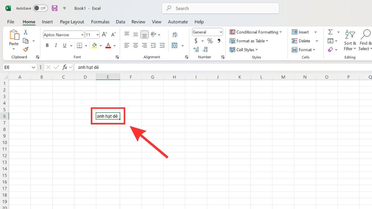 Cách hiển thị hết nội dung trong ô Excel cách 1 bước 1