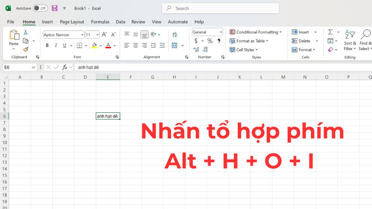 Cách hiển thị hết nội dung trong ô Excel cách 1 bước 2