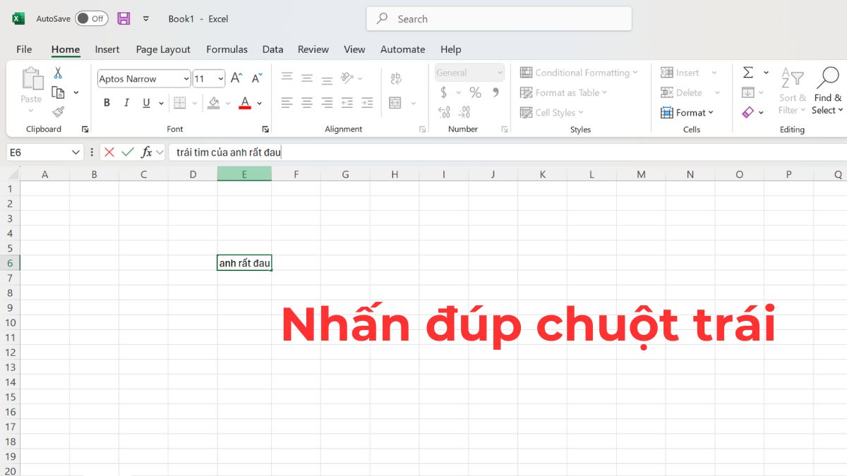Cách hiển thị hết nội dung trong ô Excel cách 2 bước 2