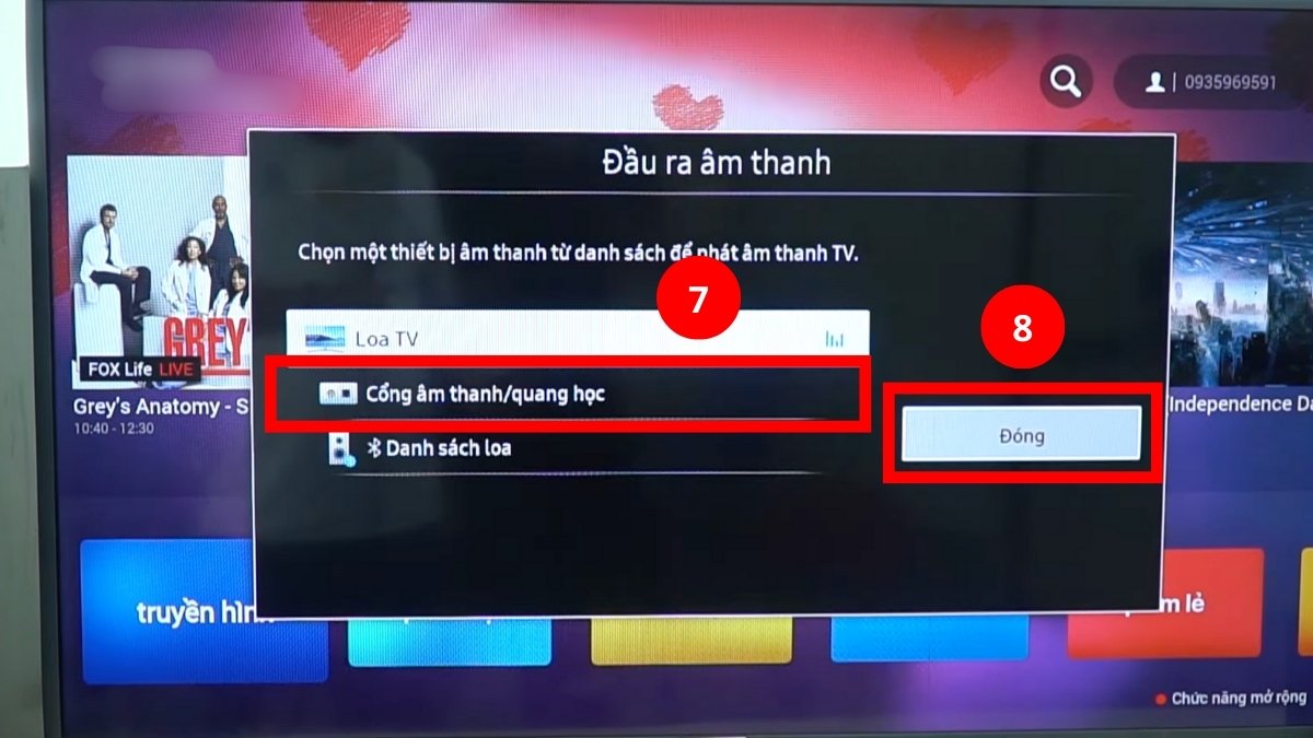 Cách kết nối tivi Samsung với loa ngoài qua cổng Optical bước 2 2
