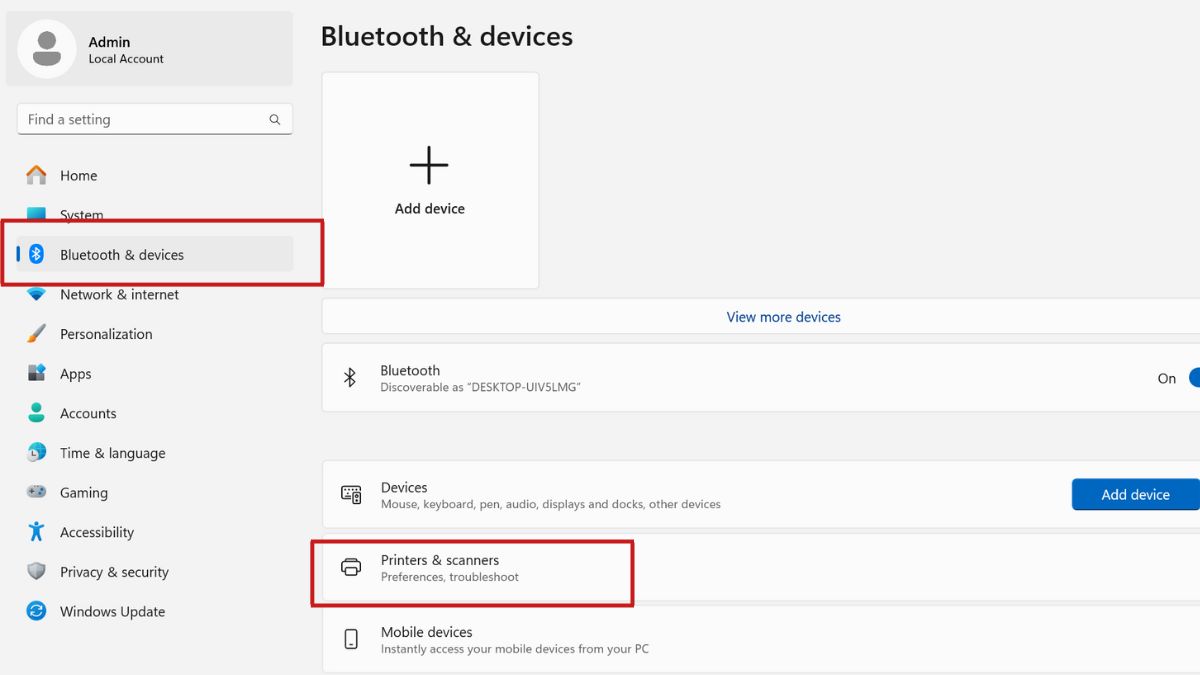 Cách kết nối máy in với máy tính qua Bluetooth bước 2