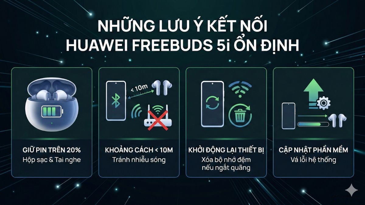 Cách giúp tai nghe HUAWEI FreeBuds ghép nối ổn định
