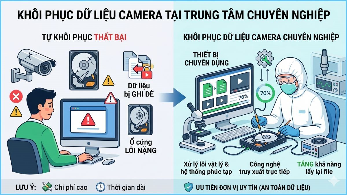 Khôi phục dữ liệu camera tại trung tâm chuyên nghiệp