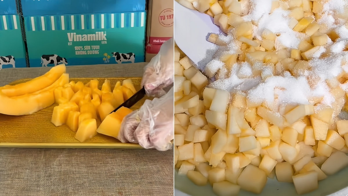 Hướng dẫn cách làm mứt dưa lưới truyền thống bước 1 và 2