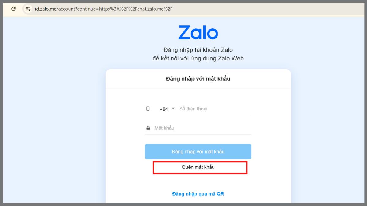 Cách lấy lại mật khẩu zalo khi ở nước ngoài - bước 1