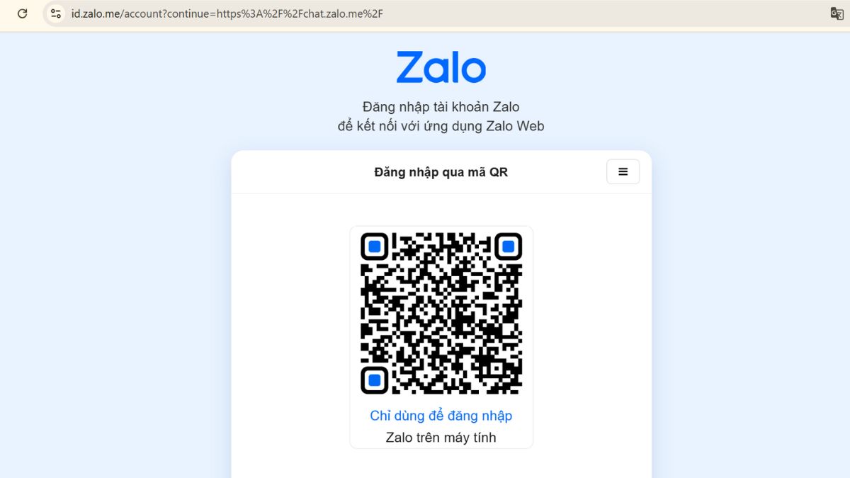 Lấy mật khẩu tài khoản Zalo bằng mã QR - bước 1