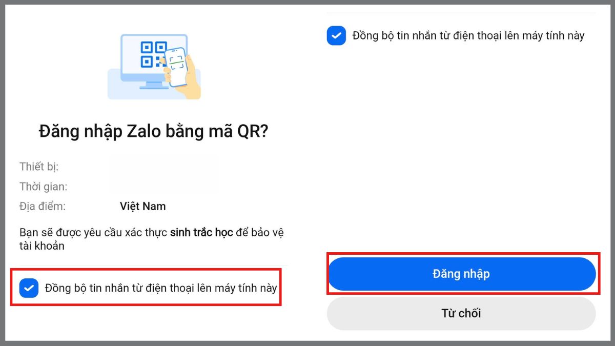 Lấy mật khẩu tài khoản Zalo bằng mã QR - bước 3