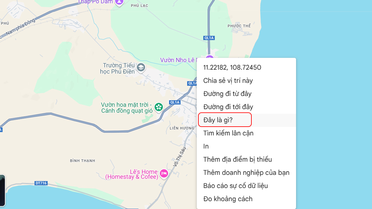 Cách lấy tọa độ trên Google Map bằng máy tính bước 2