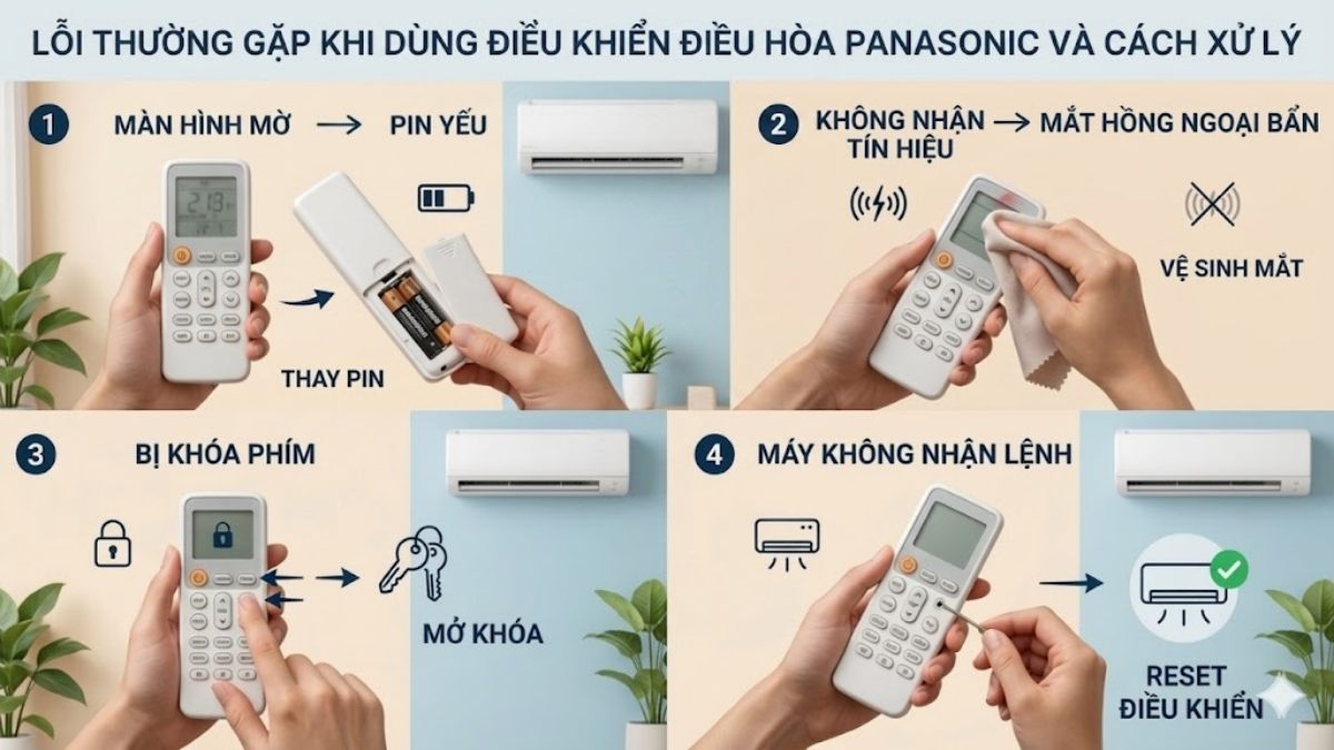 Lỗi thường gặp khi dùng điều khiển điều hòa Panasonic