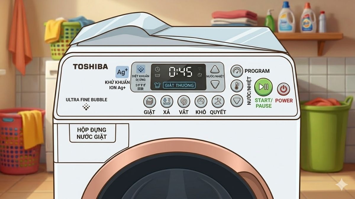 Tìm hiểu bảng điều khiển máy giặt Toshiba