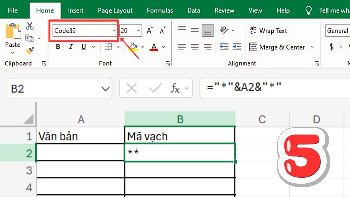 Cách tạo mã vạch trong Excel bằng công thức bước 5