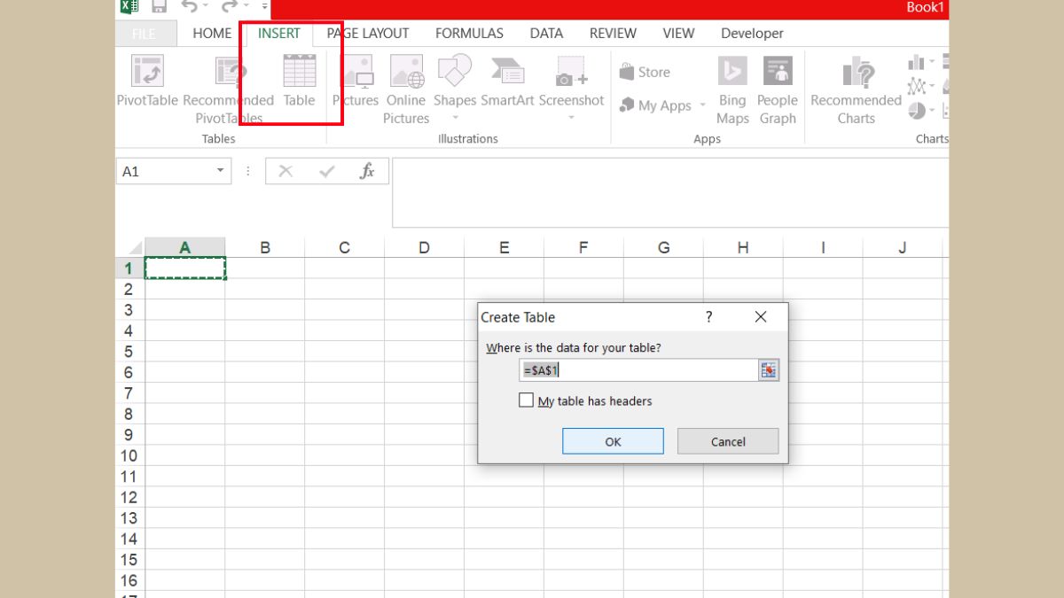 Cách tạo nút chọn ngày trong Excel cách 3 bước 1