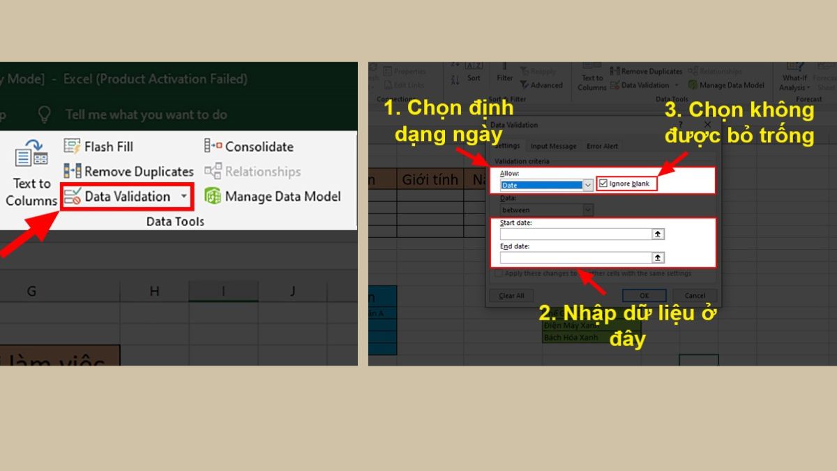 Cách tạo nút chọn ngày trong Excel cách 3 bước 3