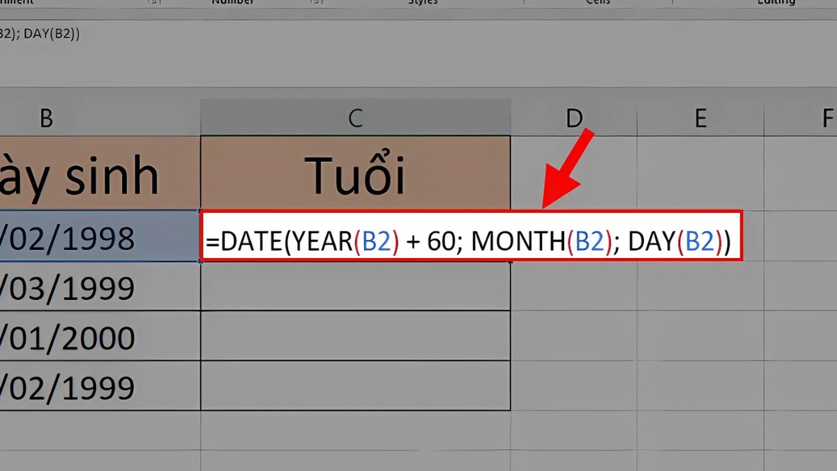 Cách tính tuổi trong Excel cách 4 bước 1