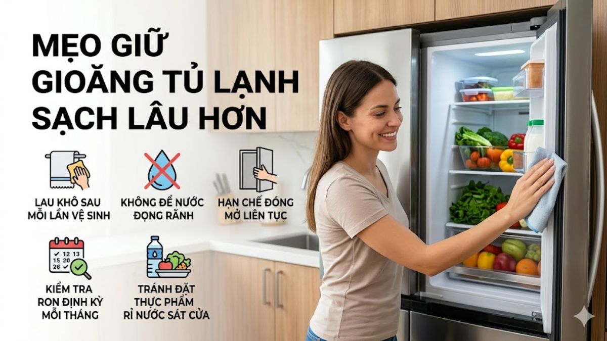 Kinh nghiệm giúp gioăng tủ lạnh sạch lâu hơn
