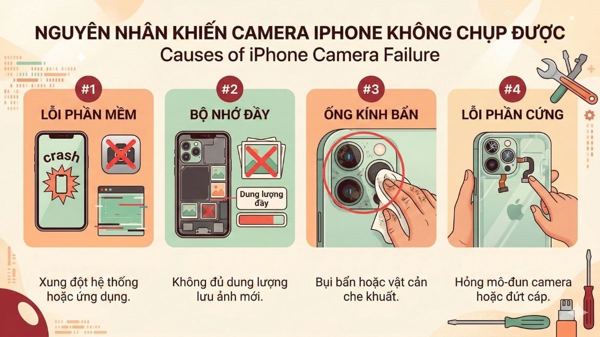 Nguyên nhân khiến camera iPhone không chụp được