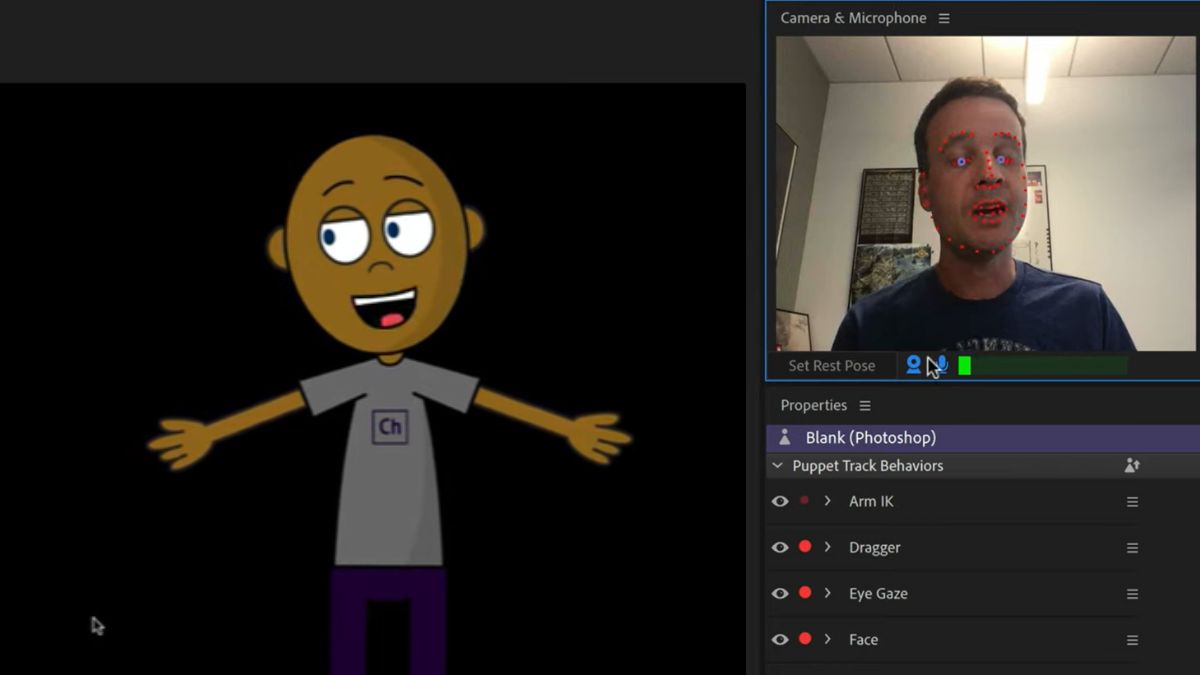 Thiết lập camera và microphone trong Character Animator Adobe